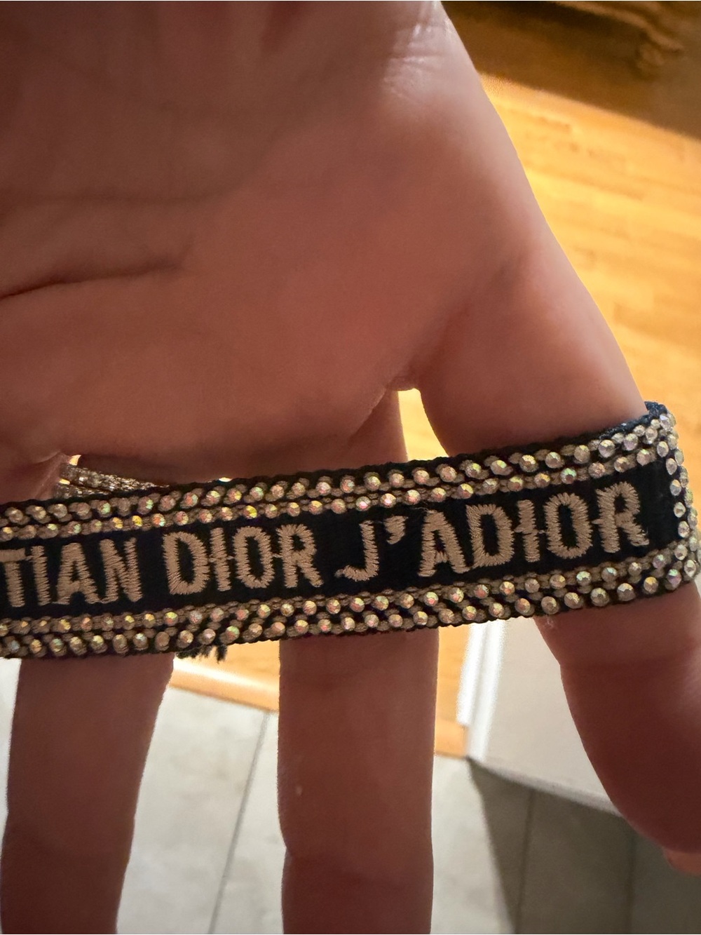 Dior Black and White embellished sparkly Logo Bracelet - Picture 7 of 14